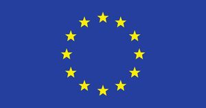 Europaflagge 12 gelbe Sterne im Kreis auf blauem Hintergrund