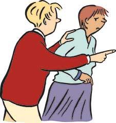 Leichte Sprache: Assistentin zeigt 1 Frau eine bestimmte Richtung